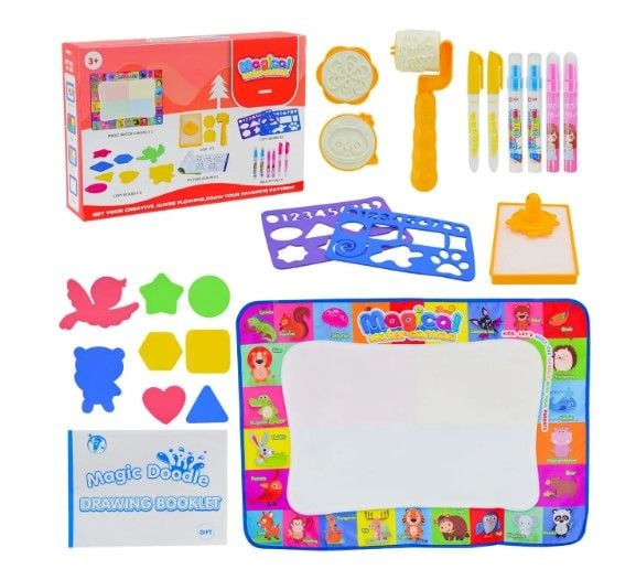 Килимок для малювання арт. BY2021-76 (60шт) р-р 100*71см,малювання водою, зникає через 5 хв., в комплекті трафарети, 6 водяних маркери, інструкція з малювання, короб. 28*6*19см