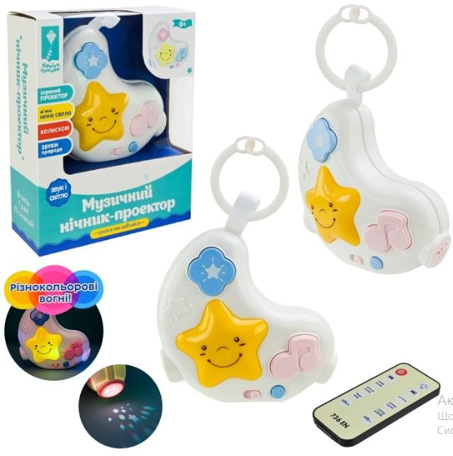 Нічник арт.PL-724-07 (96шт/2) "Грайся та навчайся ", з пультом керування, проектор зоряне небо,муз., короб. 17,5*6,5*21см