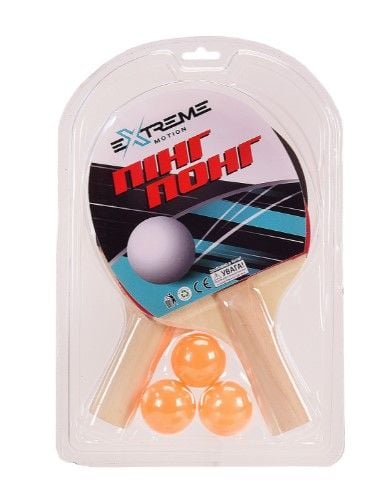 Теніс настільний арт.  TT2106 (50 шт)2 ракетки,3 м'ячики в слюді - 19.5 * 4 * 29 см, р-р ракетки - 23 см,толщина 3 мм