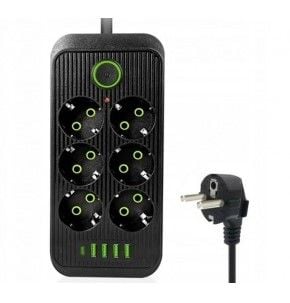 Мережевий фільтр 2м 3р+4USB+TYPE-C чорний (LS-B7FO6U)