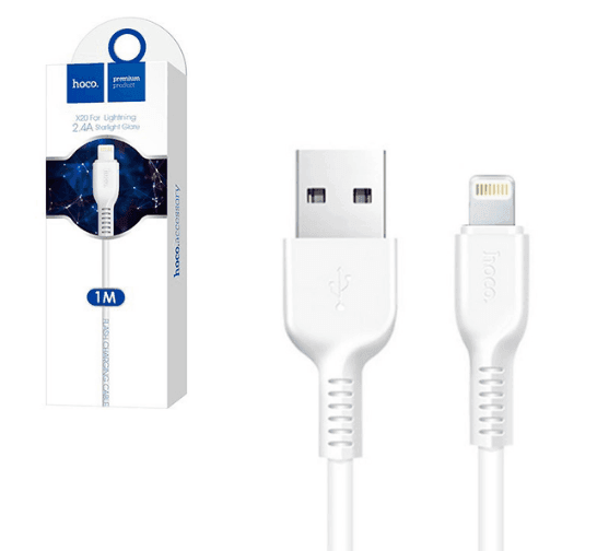 Кабель iPhone hoco x20, білий 1м