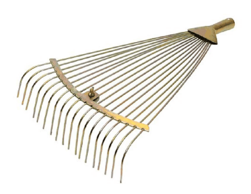 Граблі віялові дротові розсувні провареніі, без ручки прут 2.5мм жовті