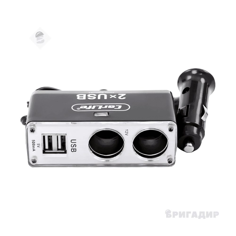Розгалужувач прикурювача Carlife 2в1 + 2USB 12В 5А