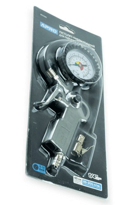 Пневмопістолет APRO для підкачки коліс з манометром 0-12бар