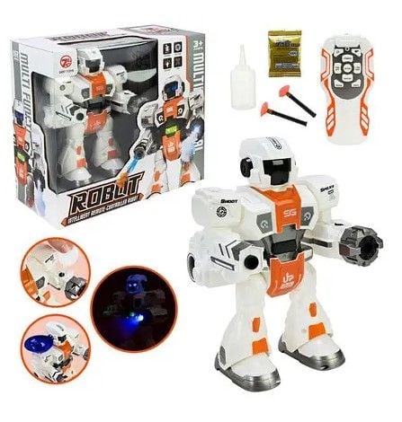 Робот арт. 606-38 (24шт/2)  батар стріляє гелем+знарядами ,світло, пар, звук, короб. 31,5*14*29см