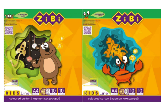 Картон кольоровий, А4, 10 кольорів - 10 аркушів, 230г/м2, KIDS Line