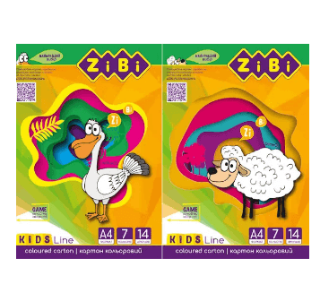 Картон кольоровий, А4, 7 кольорів - 14 аркушів, 230г/м2, KIDS Line