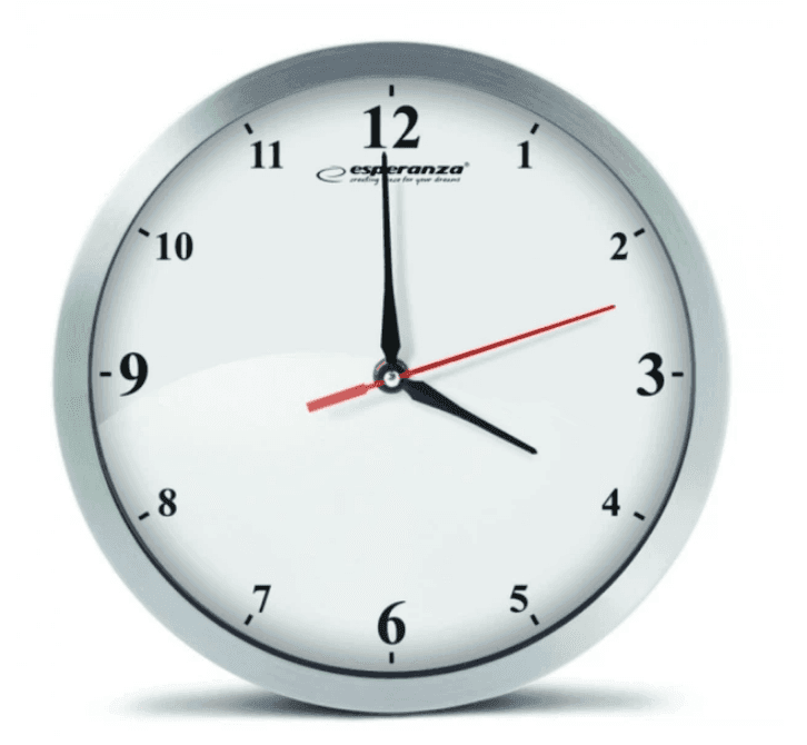 Годинник настінний Esperanza Detroit коло,30*4см, білий рама та стрілки алюміній, тихий хід ЕНС010W
