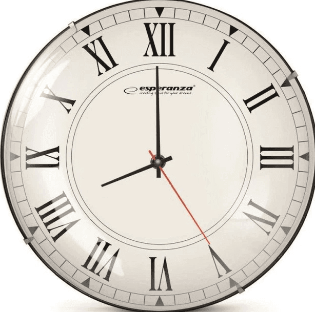 Годинник настінний Esperanza Roma, римські цифри, коло, 30*3,4см, білий безрамний тихий хід