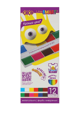Фарби аквар. Smart 12 кол.,  б/кист., карт./кор.