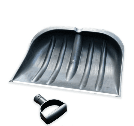 Лопата для снігу з металевою вставкою 490х405мм чорна "WoffMann" 49405B + Палиця до лопати для снігу (90см)