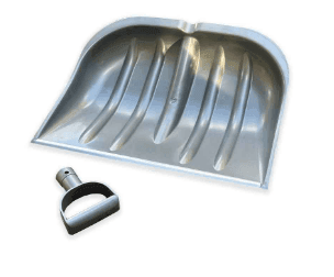 Лопата для снігу з металевою вставкою 490х405мм срібна "WoffMann" 49405C + Палиця до лопати для снігу (90см)