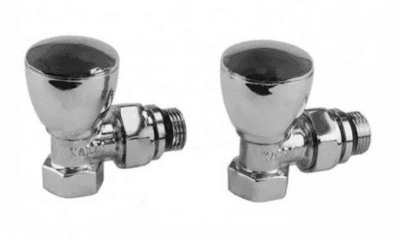 Комплект кранів для рушникосушки Хром (верх-верх) Karro KR319 (Опуклий)