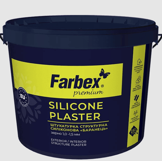 Штукатурка структурна силіконова "Баранець" біла матова ТМ Farbex-25кг