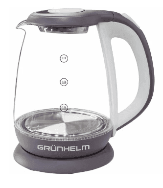 Електрочайник GRUNHELM EKP 2315GE біло-коричневий скляний 1,8л 1800ВТ LED підсвітка