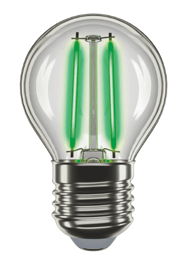 LED лампа VELMAX V-Filament-G45, 2W, E27, зелена, 200Lm 21-41-33
