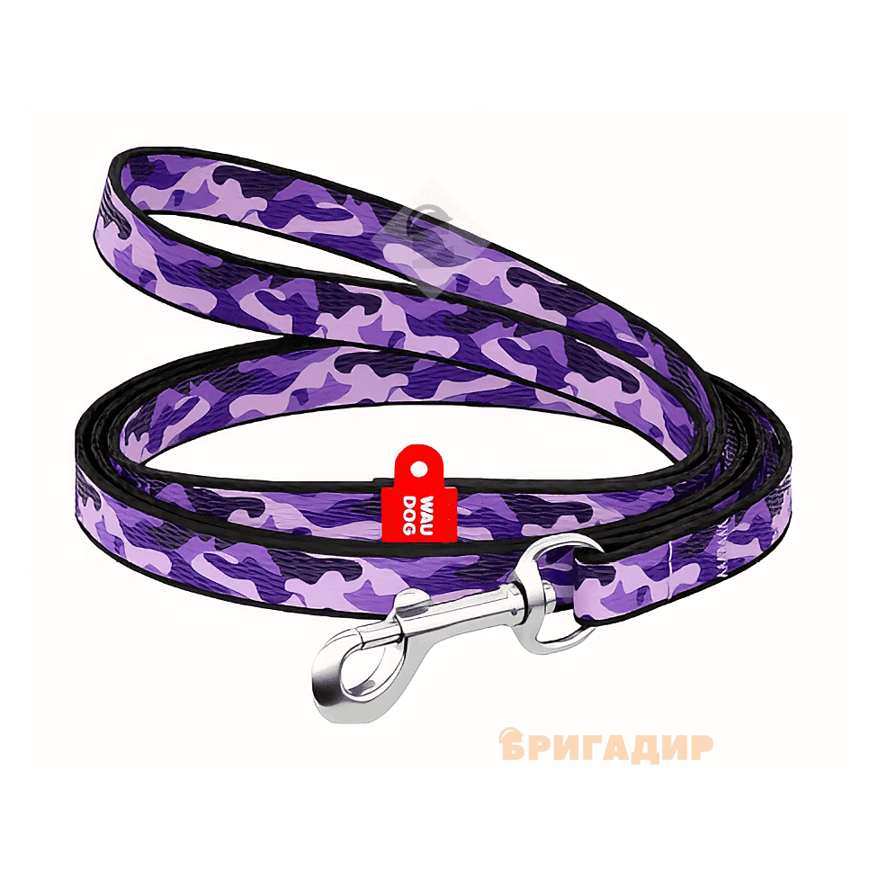 4878 Повідець WAUDOG Nylon з малюнком "Фіолетовий камо" ( ширина 20мм, довжина 122см)