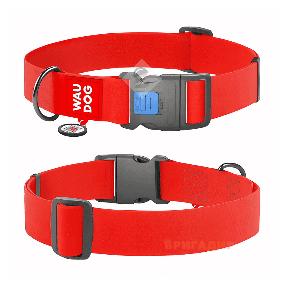 27773 Нашийник WAUDOG Waterproof, водостійкий, пластикова пряжка (шир.25 мм, дов/35-58 см) червоний