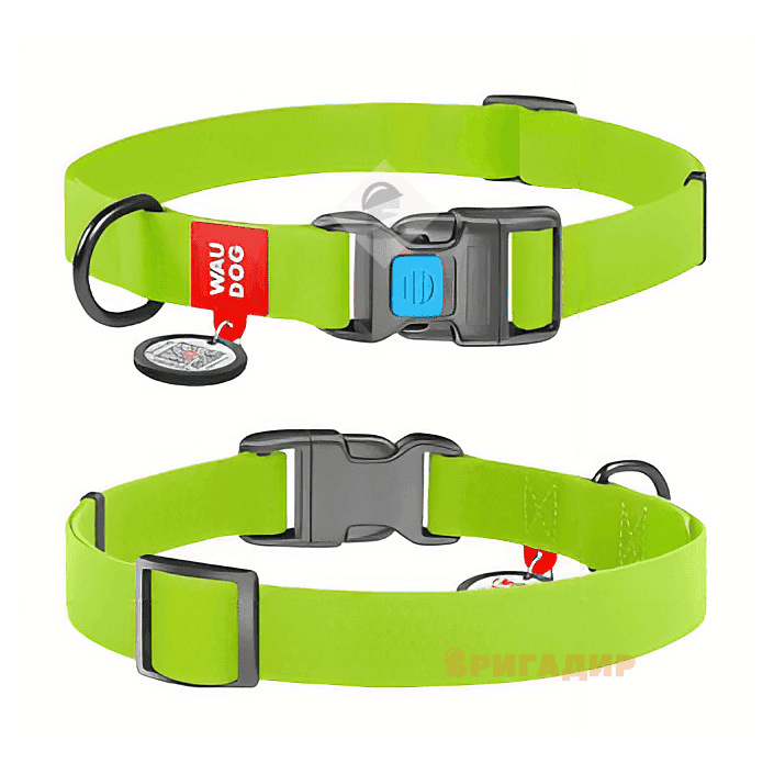 27775 Нашийник WAUDOG Waterproof, водостійкий, пластикова пряжка (шир.25 мм, дов/35-58 см) салатовий