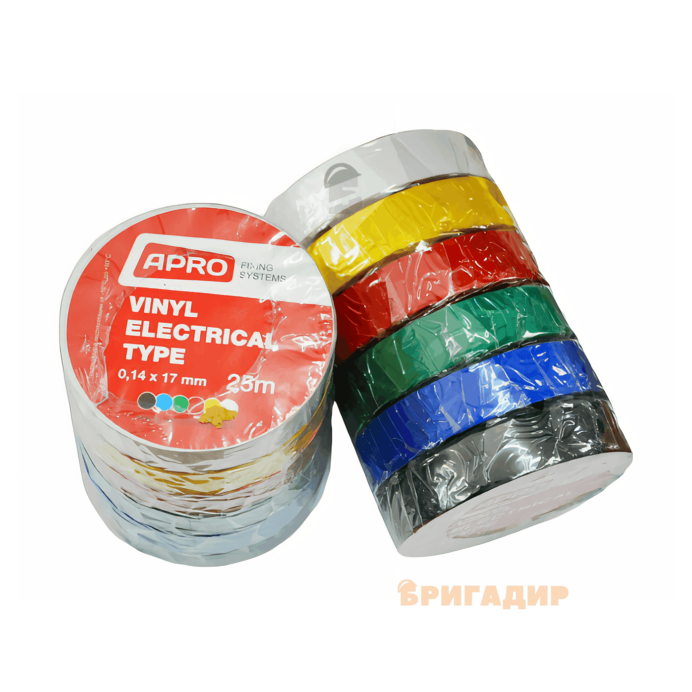 Ізоляцiйна стрiчка APRO (набiр) 0,14мм*17мм*10м (6шт) (арт.ET-10SET6) ET-10SET6