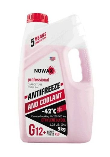 Антифриз NOWAX RED(червоний),G12+/(5kg),NX05001