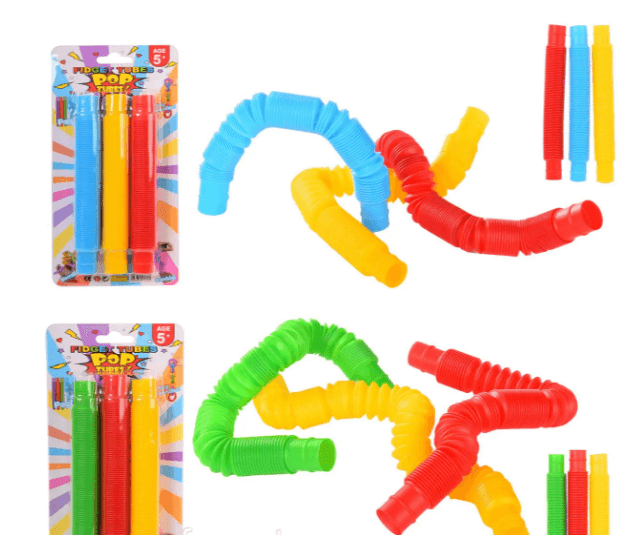 Іграшка Pop Tube 18109 (380шт) набір 3шт, мікс кольорів, 14см на планшетці
