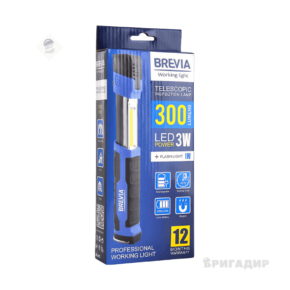 Brevia ТЕЛЕСКОПІЧНА ІНСПЕКЦІЙНА ЛАМПА  LED 3W COB+1W 3000ДЬ 2000mAh 11350