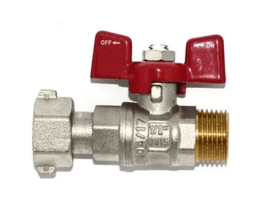 Кран кульовий з американкою STA 1/2" (червоний метелик)