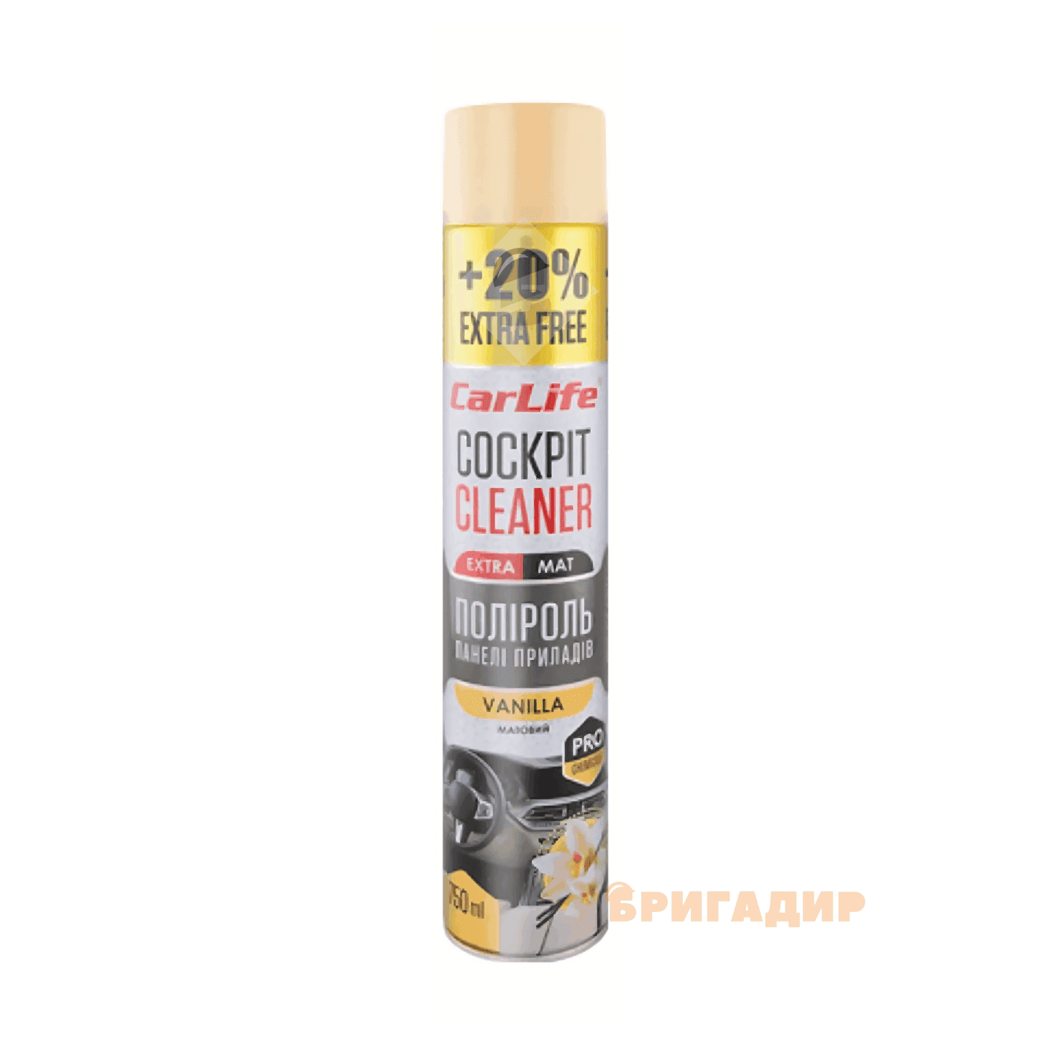 Поліроль панелі приладів CarLife Ваніль Cockpit Cleaner EXTRA MAT 750ml CF770