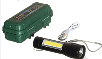 Ліхтарик тактичний з USB зарядкою, у боксі (металевий чорний)