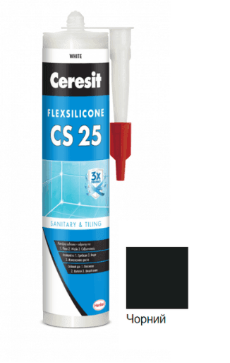Ceresit CS25 Герметик силіконовий для ванн та санвузлів чорний