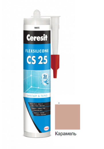 Ceresit CS25 Герметик силіконовий для ванн та санвузлів карамель