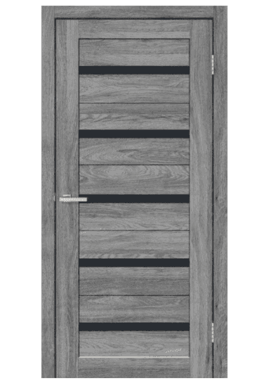 Дверне полотно ПВХ TM DOORS С026 BG (чорне скло) (дуб Сієрра) 80