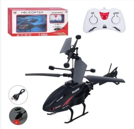 Вертоліт F 550 A (24шт) к/к, акумулятор, USB-зарядне, 19 см, гіроскоп, світло, в коробці, 32-15,5-5,5 см