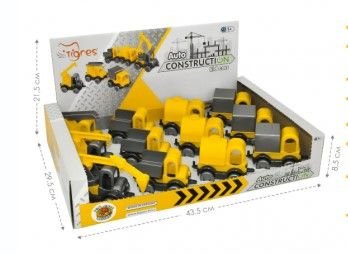 Набор авто 39244 (39270)-sh "Kid cars" строительный 4 вида, в дисплее, "Тигрес", 21,5-29,5-43,5-8,5 см