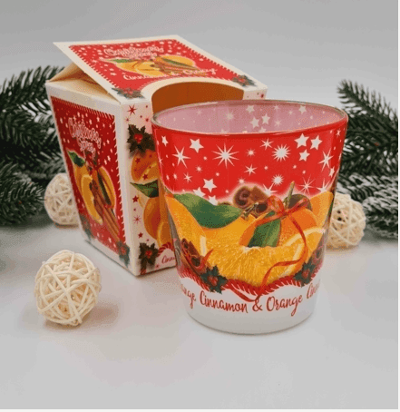 Свічка в стакані із запахом Red Apple (pine, spices, woody and citrus notes) 115г 30годин Польща