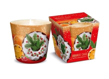 Свічка в стакані із запахом Orange Cake with Cranberry 115г 30годин Польща