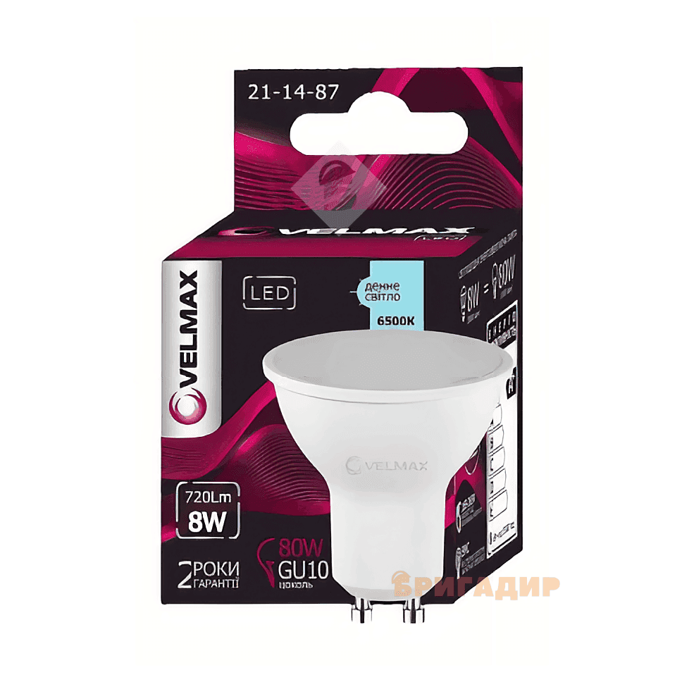 LED лампа VELMAX V-MR16L, 8W 220VGU 10 6500 K 720 Lm 211482