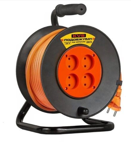 Подовжувач на котушці 2х2.5х30м(чорний кабель),вилка каучук