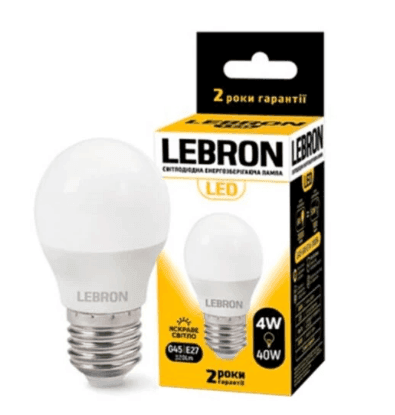LED лампа LEBRON L-G45, 4W, 220V, Е27, 4100К, 320Lm