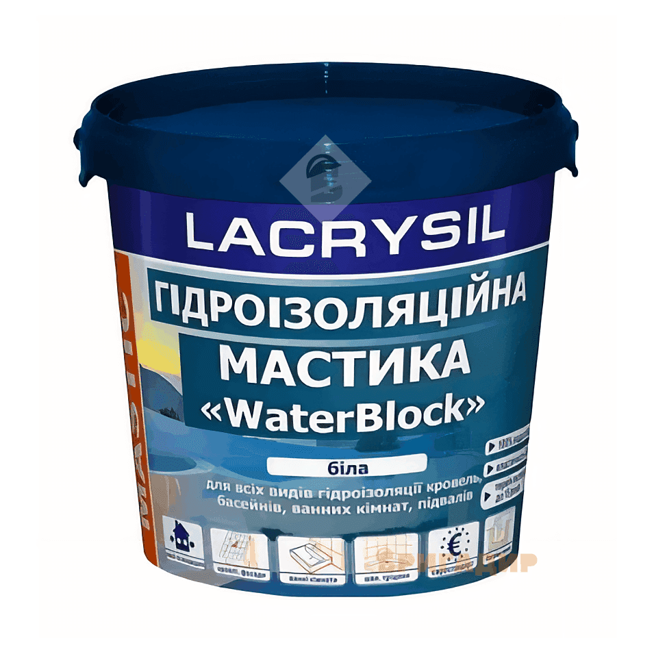 Мастика гідроізоляційна акрилова Lacrysil супереластична 1,2кг біла 121303