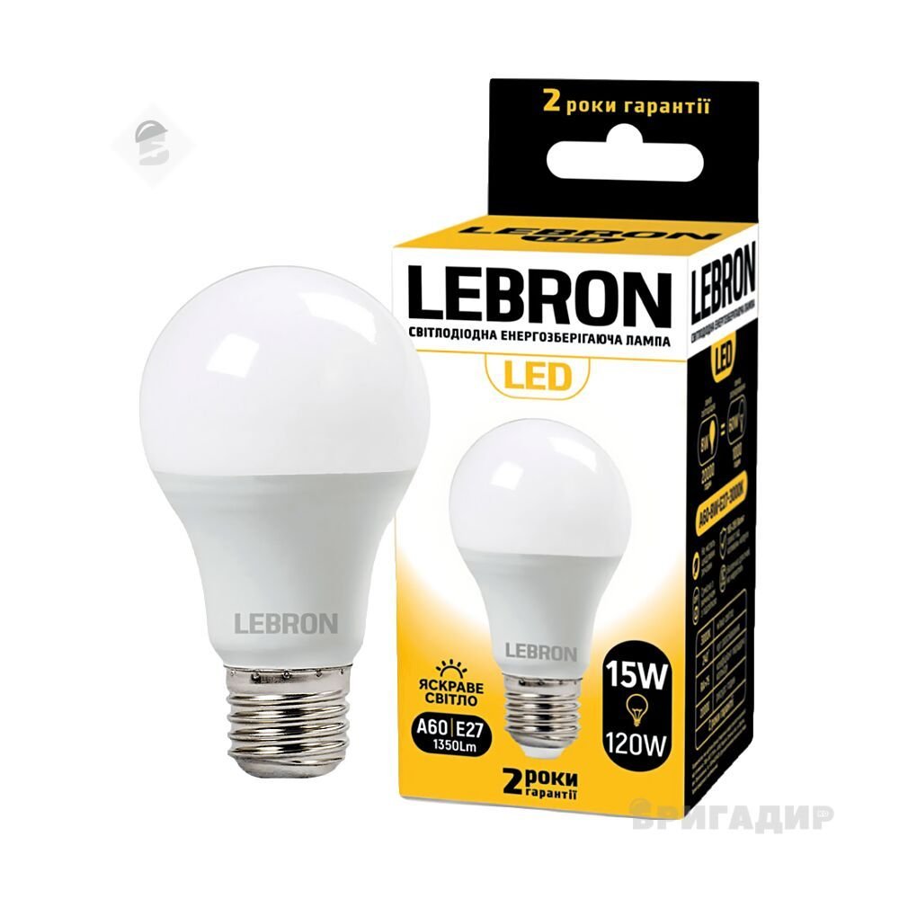 LED лампа LEBRON L-A65, 15W, E27, 4100K, 1350Lm 111164
