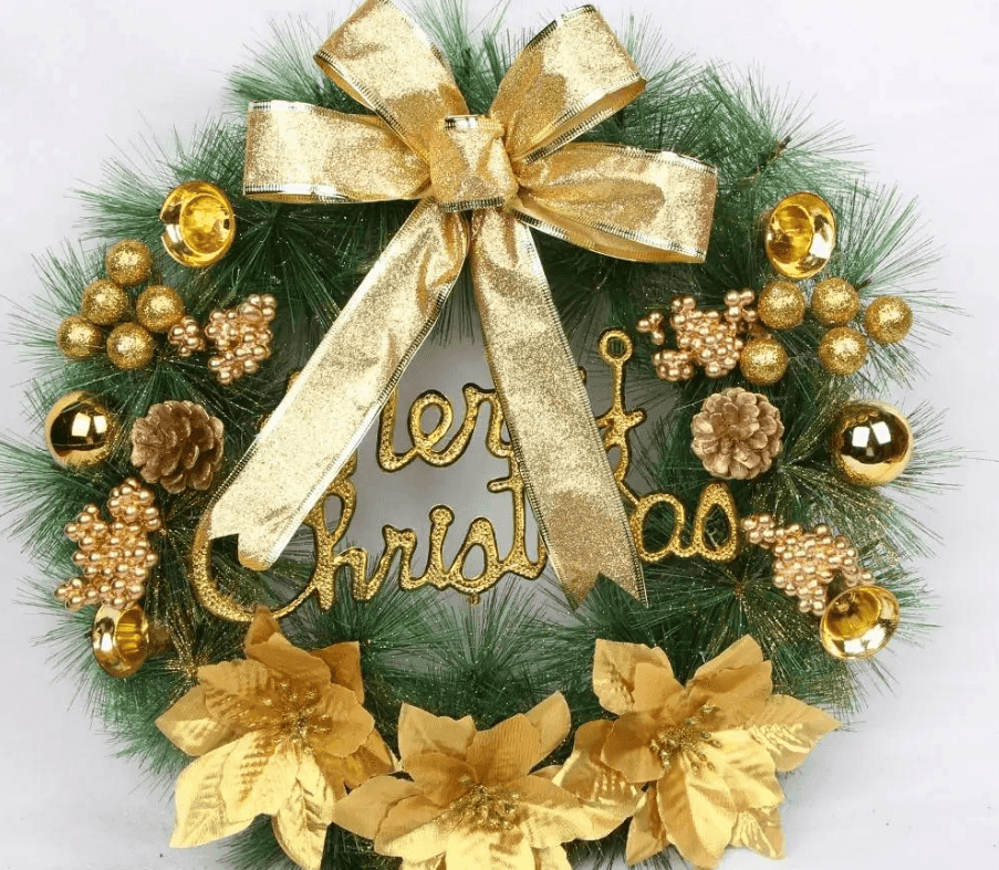 Вінок новорічний Золотий з шишками