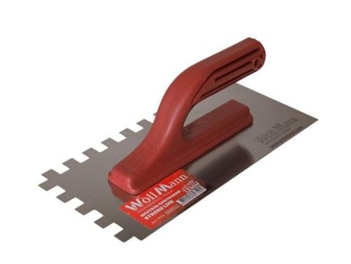 Тертка плиткова Strongline Woffmann 130х270 мм із зубами 12х12 мм із нержавіючої сталі з посиленою ручкою