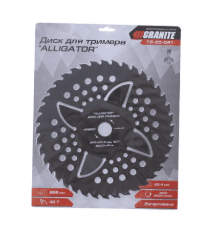 Granite 19-25-041 Aligator Диск до тримера 255*25,5*40Т з победітовою напайкою