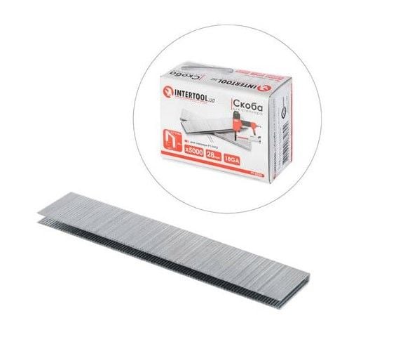 Скоба для степлера РТ-1612 28мм (18GA) 5,7(5,8)x1,25x1,0мм 5000шт/упак.INTERTOOL PT-8328