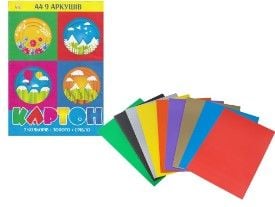 Кольоровий картон А4 односторонній "Золото+Срібло" 9 аркушів ТМ Тетрада ТЕ254