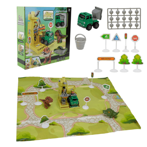 Іграшковий набір арт. 716 (48шт) карта,машинки,дінозавры короб. 27*26,5*7см