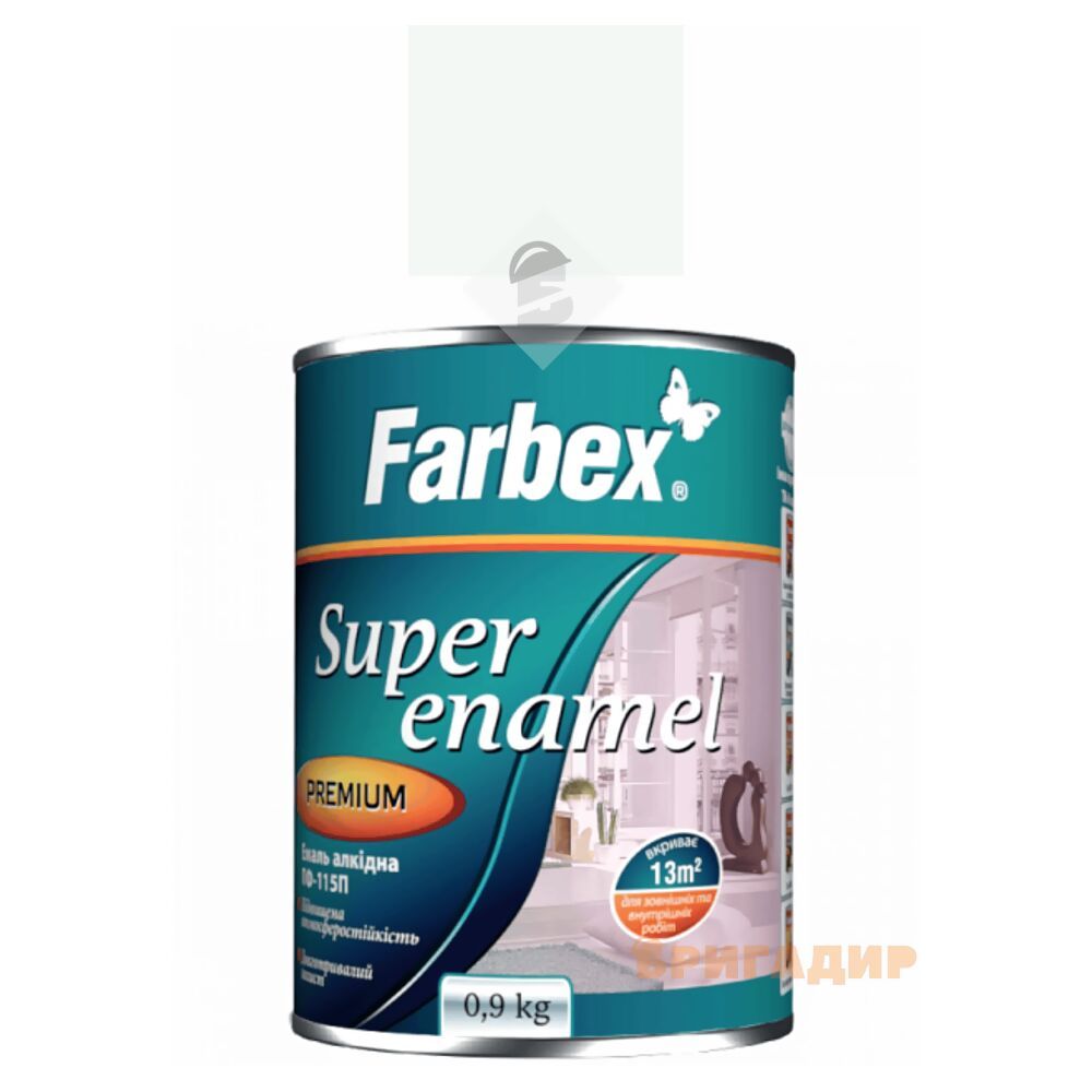 Емаль алкідна ПФ-115 П Farbex 0.9кг біла глянцева