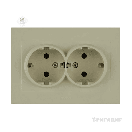 Розетка 2-а. з зазем.Grano кремова/12/72
